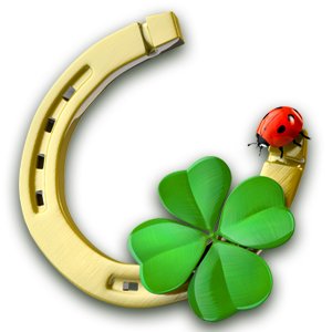 Lucky Horseshoe, Four-Leaf Clover and Ladybug